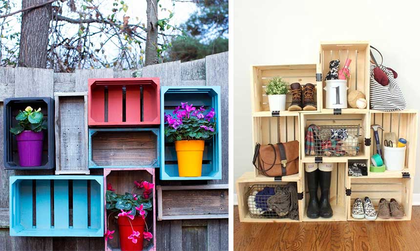 Wooden-Crate-Garden-Shelves  